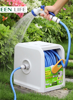 GREENLIFE进口浇花水枪水管车软管花园收纳架卷管器庭院清洗喷枪