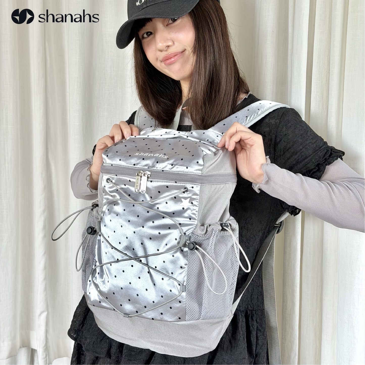 shanahs银色波点通勤旅行双肩包