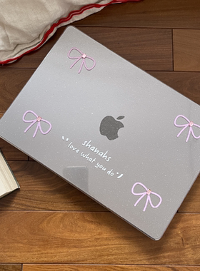 macbook保护壳透明pc全包散热原创设计可爱水钻蝴蝶结苹果电脑壳适用于13寸/14/16寸