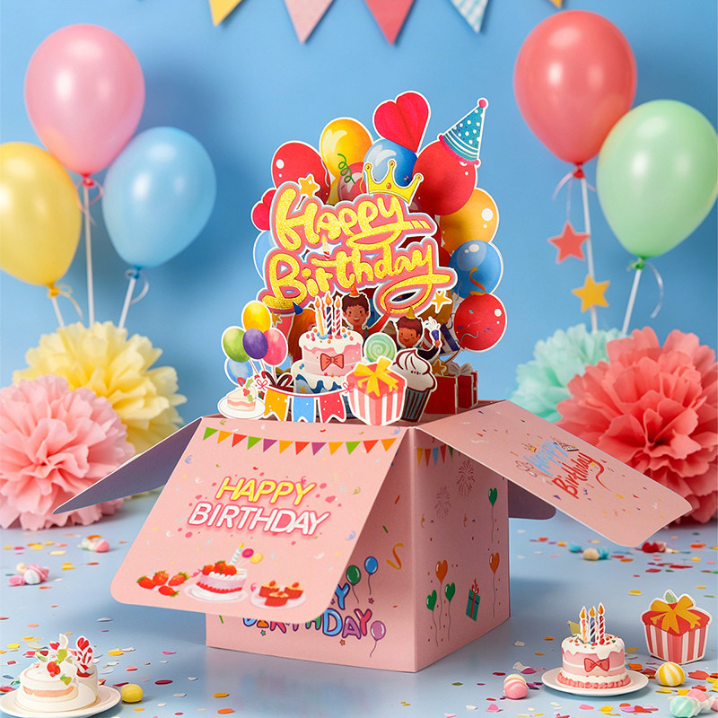 生日蛋糕主题折叠立体贺卡