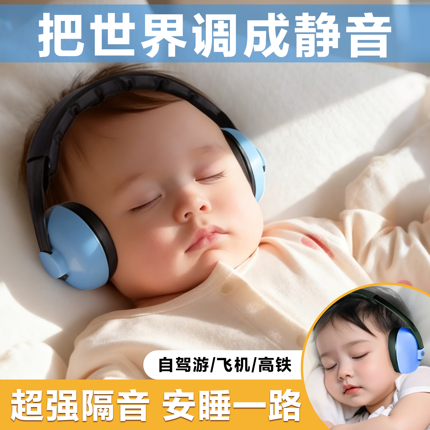 儿童专用静音耳罩坐飞机睡觉