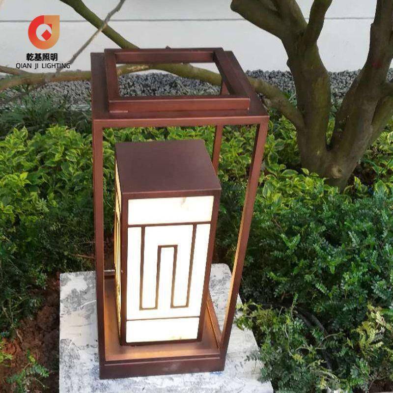 新中式古风柱子灯别墅围墙灯庭院门柱灯仿云石户外防水柱头灯