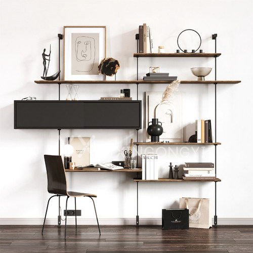 铁艺实木桌面书架多层置物架书柜