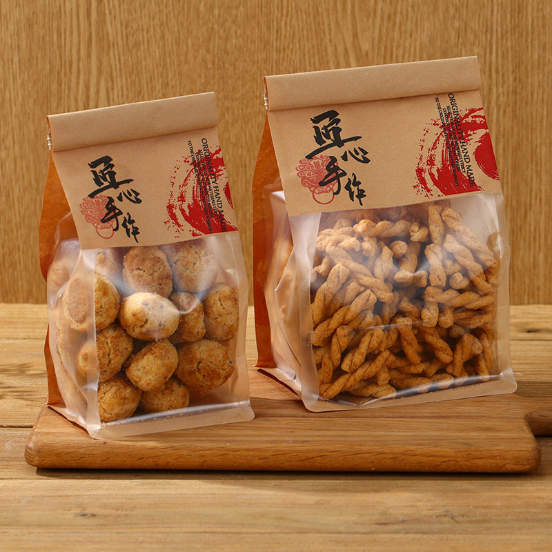 手工制作核桃酥包装袋麻花袋子牛皮纸中式糕点包装袋烘焙包装