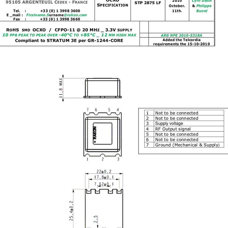 OCXO RAKON STP2875C LF STP2875LF 20M 20MHZ恒温高精度晶振