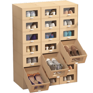 家用抽屉式鞋子收纳盒大视窗抽拉式透明防尘防晒简易鞋盒收纳鞋柜