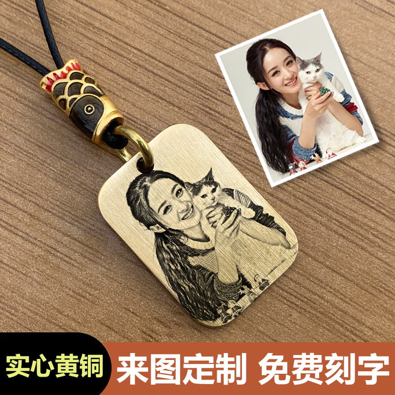 宠物留念男女朋友帅气黄铜吊坠