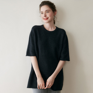 宽松慵懒风针织衫 中长款 高级感 baby小山羊绒女圆领五分袖 ROW风