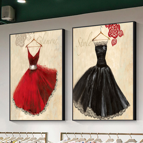 服装店装饰画女装店怀旧复古背景墙画试衣间挂画玄关卧室房间壁画