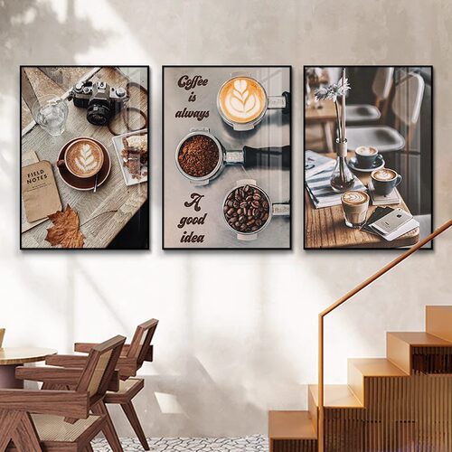 咖啡店挂画美式奶茶咖啡厅背景墙壁画餐厅吧台创意海报墙面装饰画