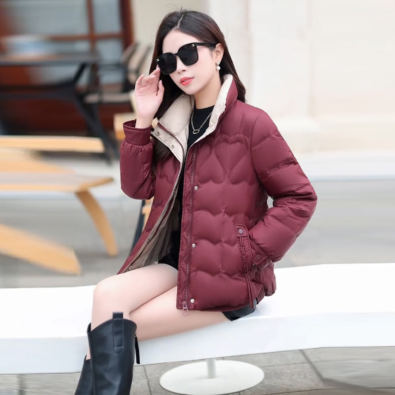 洋气羽绒棉服女短款2025新款韩版宽松时尚立领妈妈装小个子外套潮