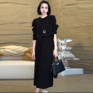 时尚套装裙女2025秋季新款时髦宽松显瘦针织上衣半身裙洋气两件套