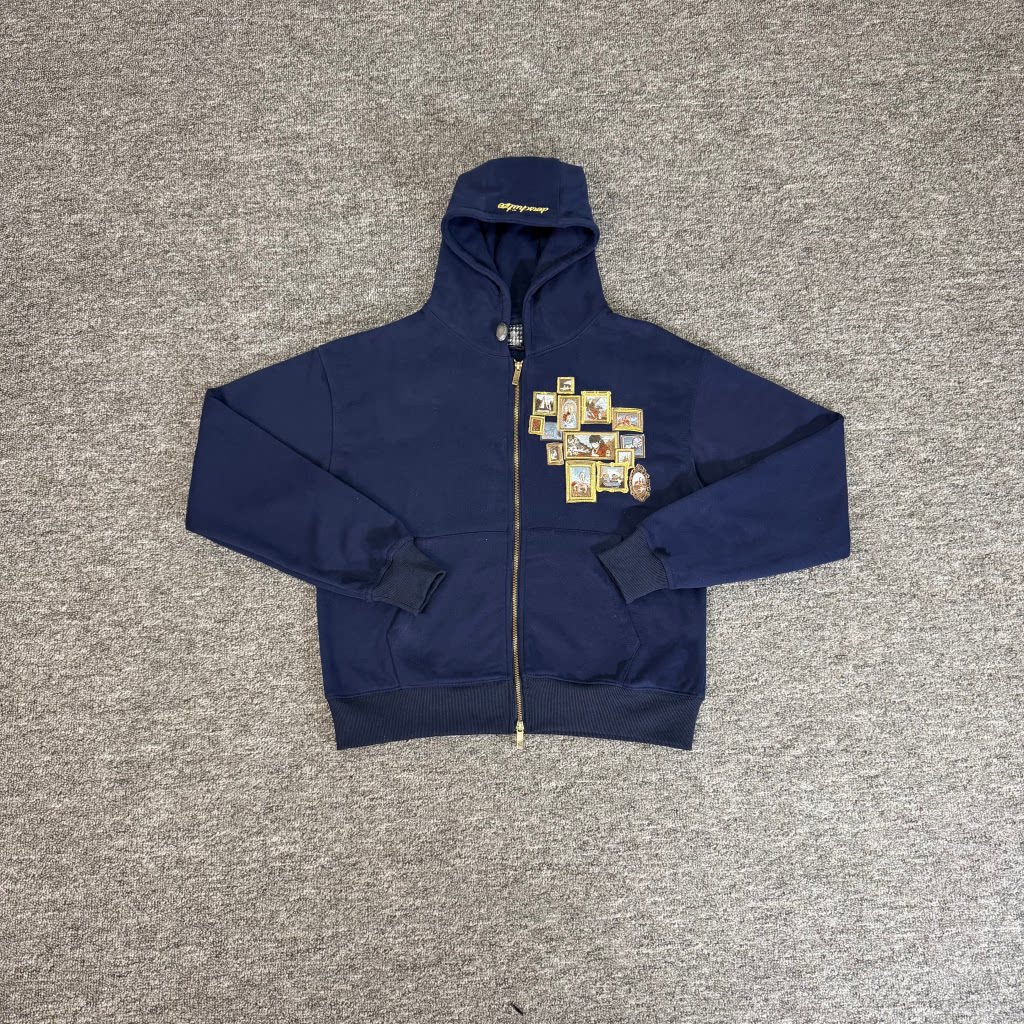 thumbnail for Derschutze 25ss New Gallery Embroidered Printed Fleece Casual Zip Jacket Hooded Sweatshirt Hoodie