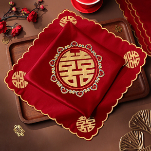 结婚婚礼喜帕红色手帕小手绢喜字小方巾婚庆用品新娘配件喜庆手绢