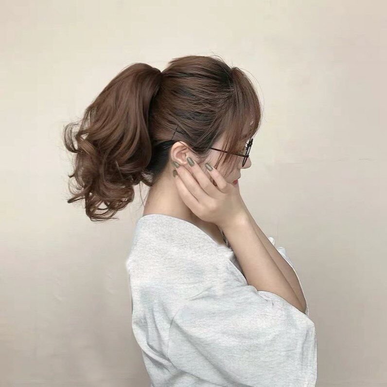 假发女短卷发抓夹式大波浪马尾逼真无痕自然梨花短发卷马尾辫假发