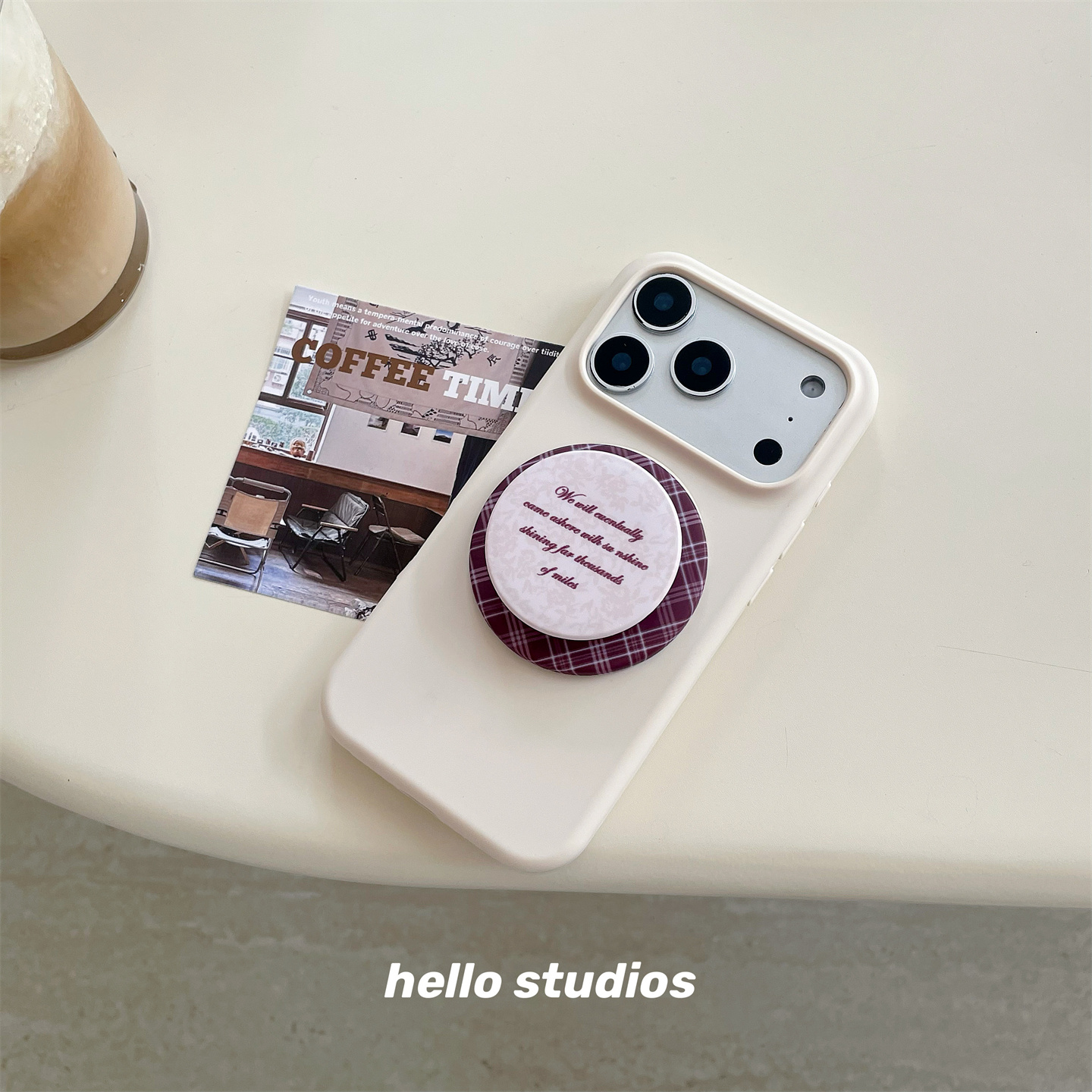 小众复古格纹磁吸支架手机壳