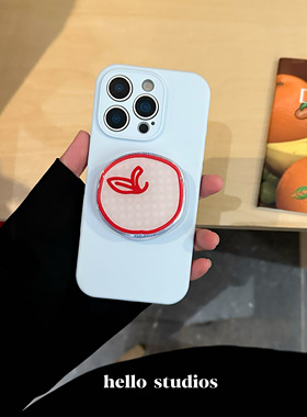 hello studios趣味撞色红蓝苹果磁吸支架手机壳适用13苹果17promax全包相机按键iPhone16PRo/14pro液态硅胶壳