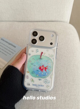 hello studios绿色氛围感金鱼双层手机壳适用苹果17promax新款iPhone16PRo/14pro壳15/17pro