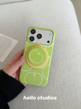 hello studios小清新绿色苹果磁吸支架手机壳适用苹果17promax新款iPhone16PRo/14pro壳15/17pro