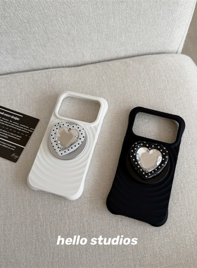 hello studios波漾爱心波点磁吸支架手机壳适用苹果17promax新款iPhone16PRo/14pro壳15/17pro