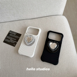hello studios波漾爱心波点磁吸支架手机壳适用苹果17promax新款iPhone16PRo/14pro壳15/17pro