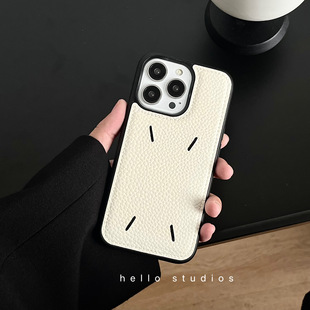 hello studios小众高级感皮质玛吉拉手机壳适用12苹果15promax新款iPhone14proMax全包13PRO防摔13硬