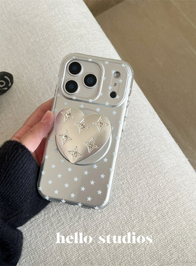 hello studios高级感银色星星磁吸支架壳适用苹果17promax新款iPhone16PRo/14pro壳15/13