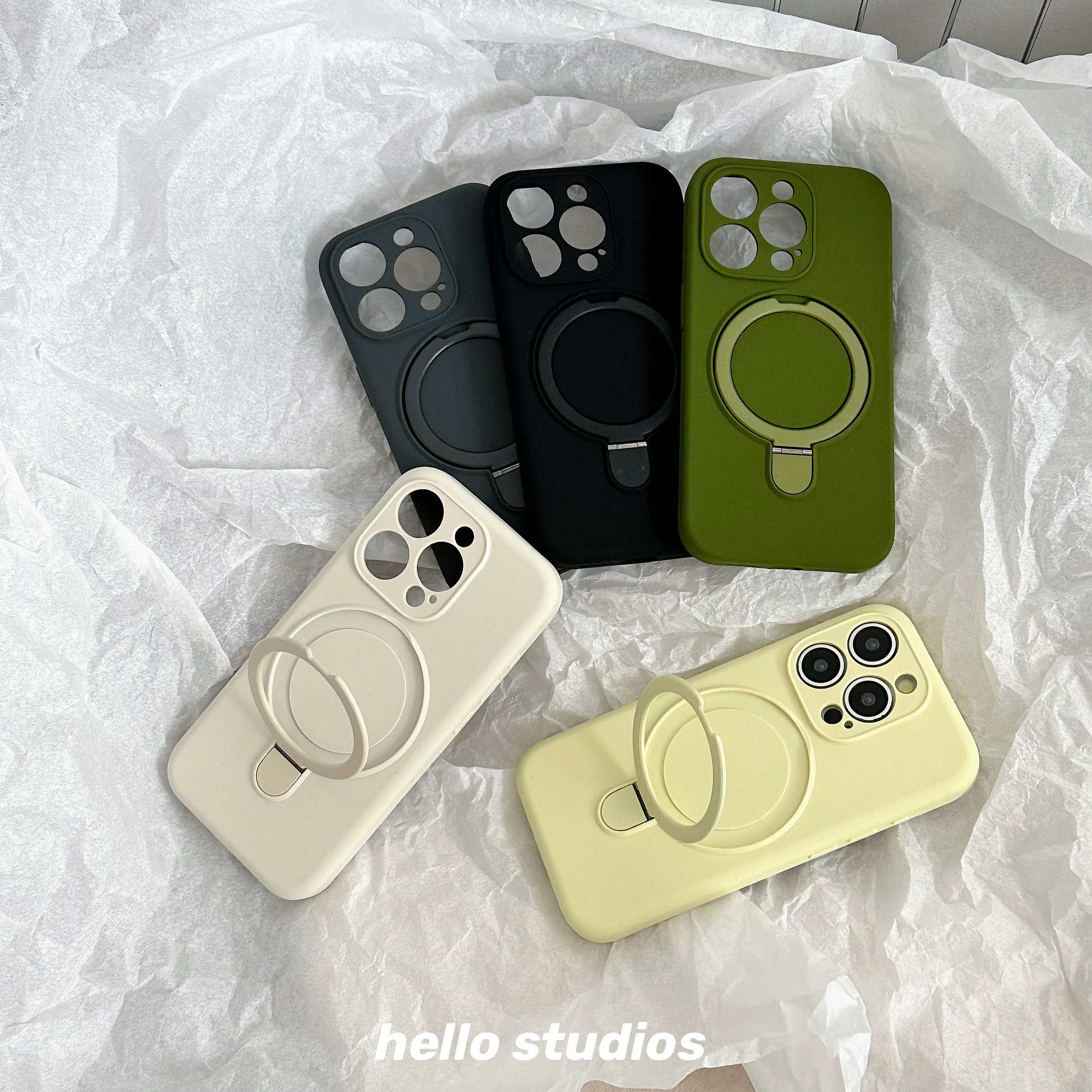 简约纯色液态硅胶磁吸支架手机壳