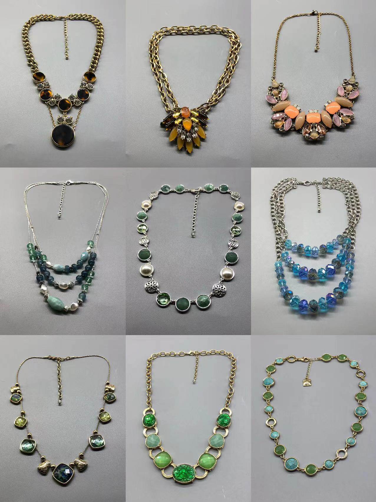 欧美原创饰品vintage女复古镀金napier彩宝项链锁骨链毛衣链128