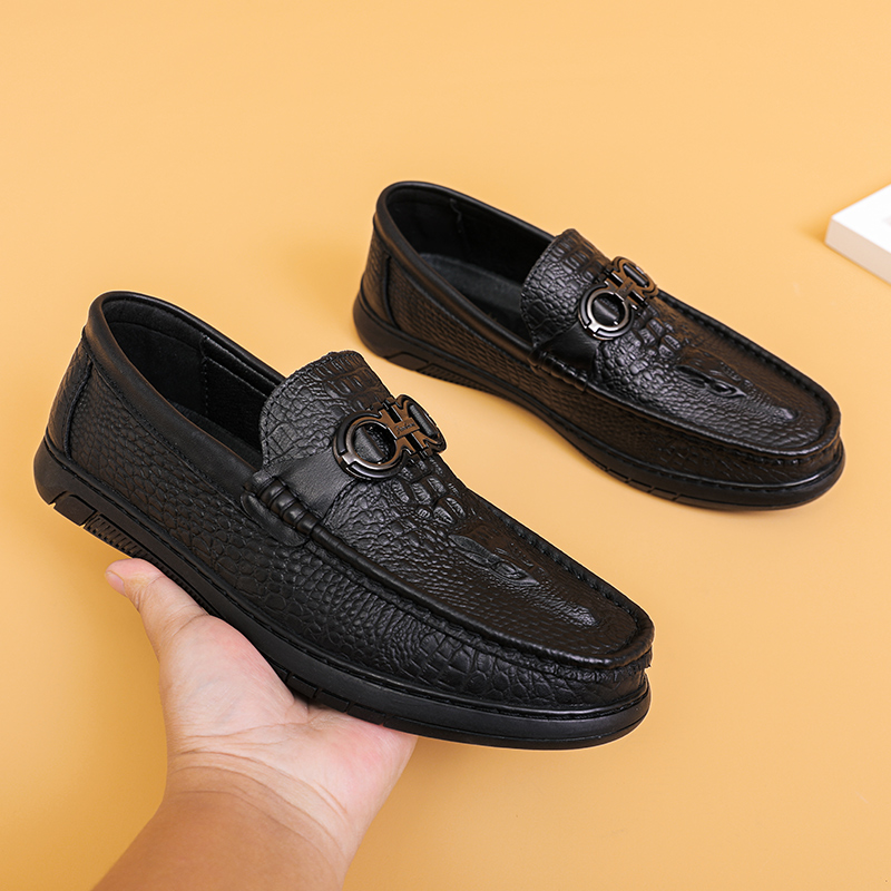 保罗骆驼男鞋真皮豆豆鞋商务休闲