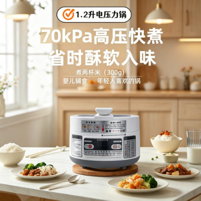 家用小型婴儿辅食一人食电压力锅1.2L小型迷你