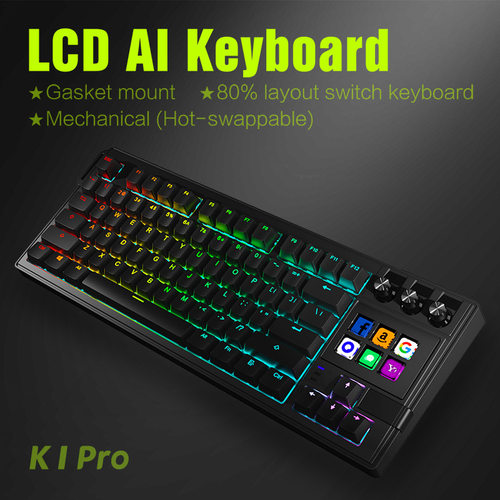 K1Pro机械键盘RGB78键机械轴客制化游戏键盘LCD Al Keyboard