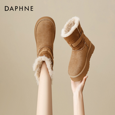 达芙妮雪地靴2025冬高帮厚底保暖