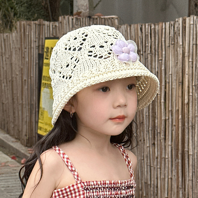 儿童遮阳帽夏季薄款透气女孩草帽防晒帽户外女童太阳帽桶帽韩版