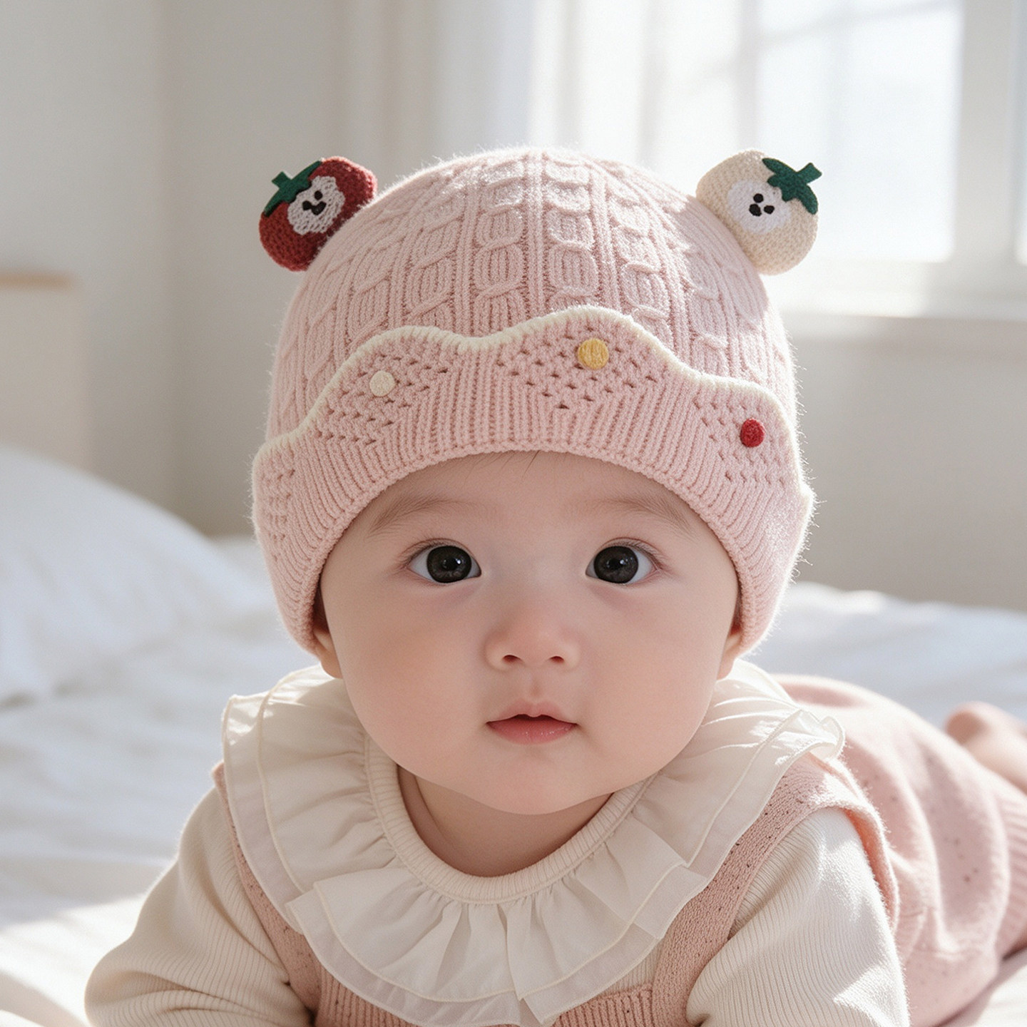 婴儿帽子秋冬季宝宝毛线帽洋气