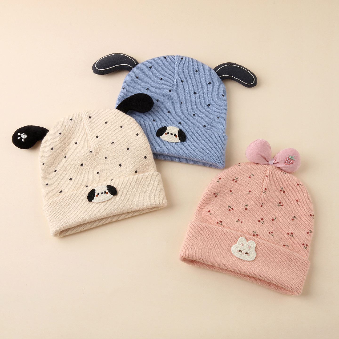 婴儿帽子秋冬季宝宝毛线帽洋气可爱男宝女宝针织帽护耳保暖婴幼儿