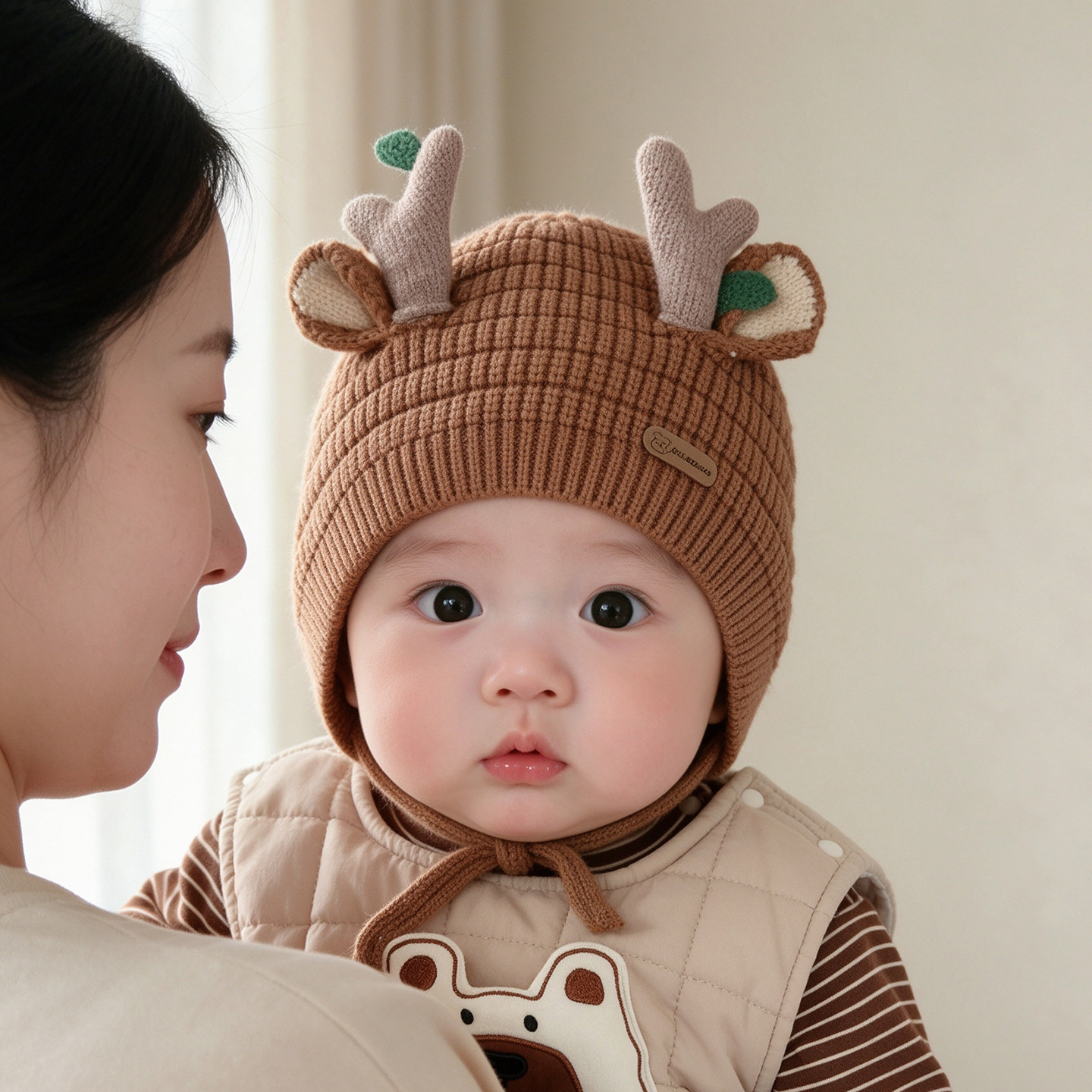 婴儿帽子秋冬季宝宝毛线帽保暖