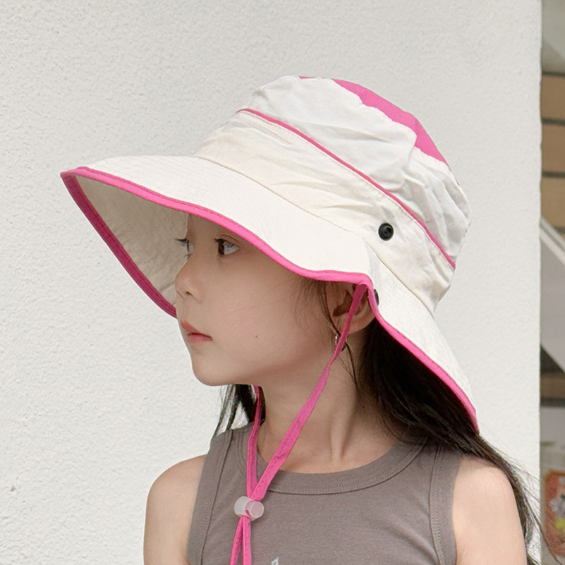 儿童防晒帽子女童夏季薄款速干渔夫帽遮阳女孩户外登山帽太阳帽