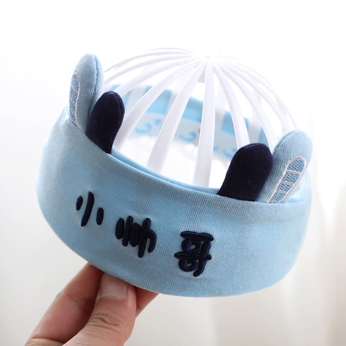 遮脑门发带新生儿可爱超萌男宝婴幼儿夏季薄款小月龄宝宝护卤门帽