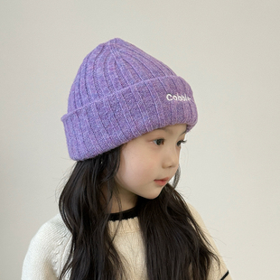 女童帽子2025新款洋气时髦儿童毛线帽冬季保暖护耳防风韩版女孩帽