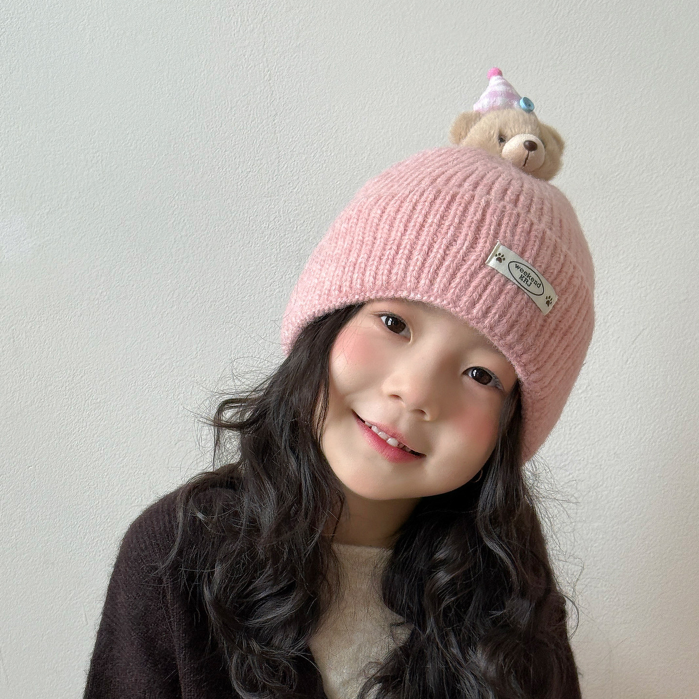 儿童帽子女孩毛线帽秋冬季保暖
