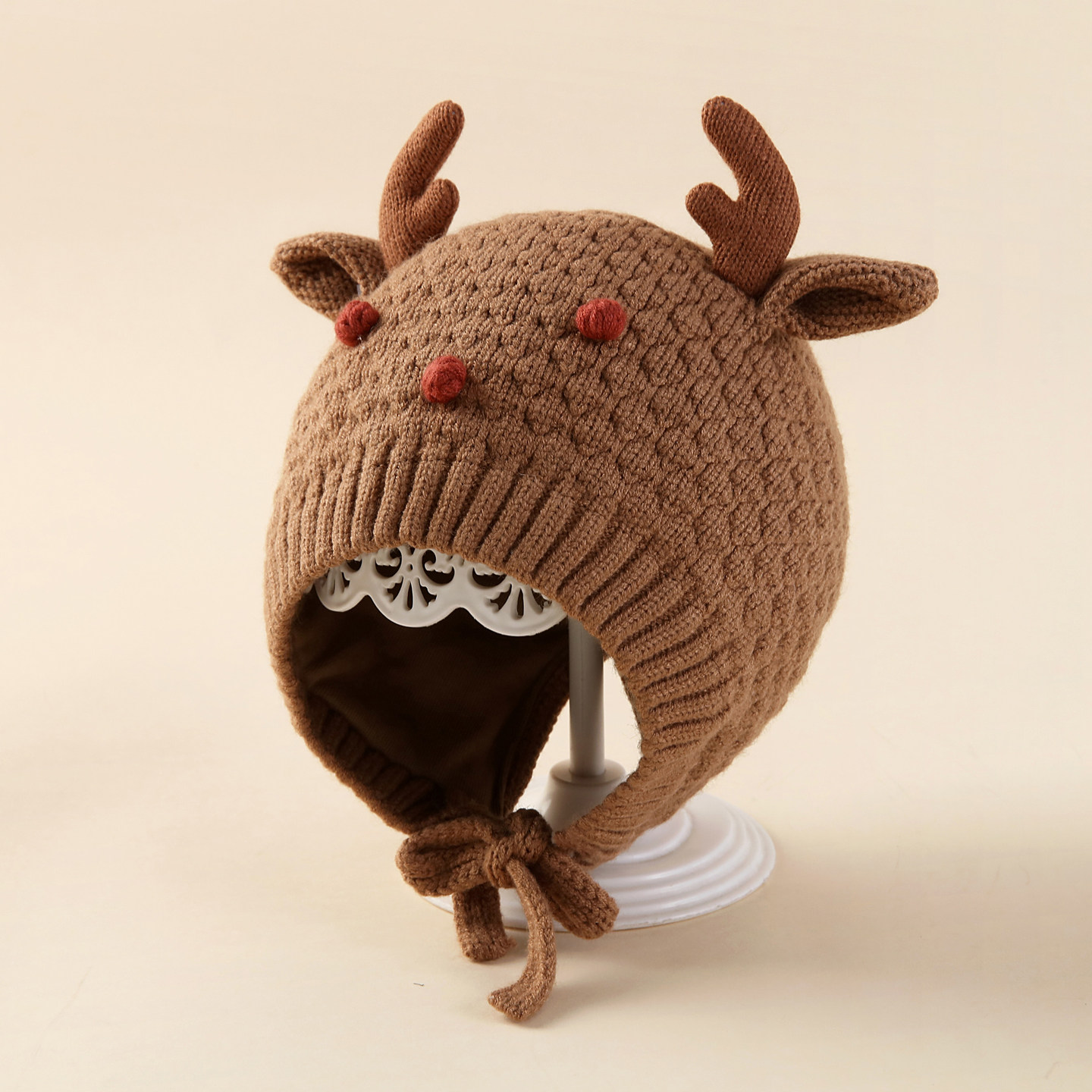 婴儿帽子秋冬季宝宝护耳毛线帽可爱超萌小月龄男宝女宝保暖针织帽