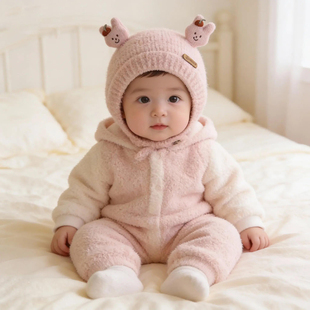 婴儿帽子6到12个月秋冬季小月龄宝宝毛线帽保暖护耳可爱超萌女宝