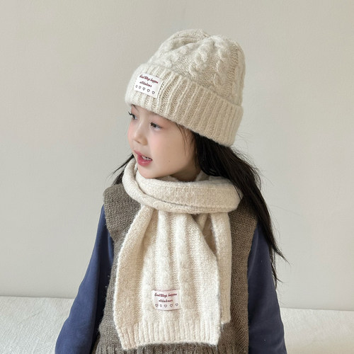 儿童帽子围巾套装保暖女孩简约