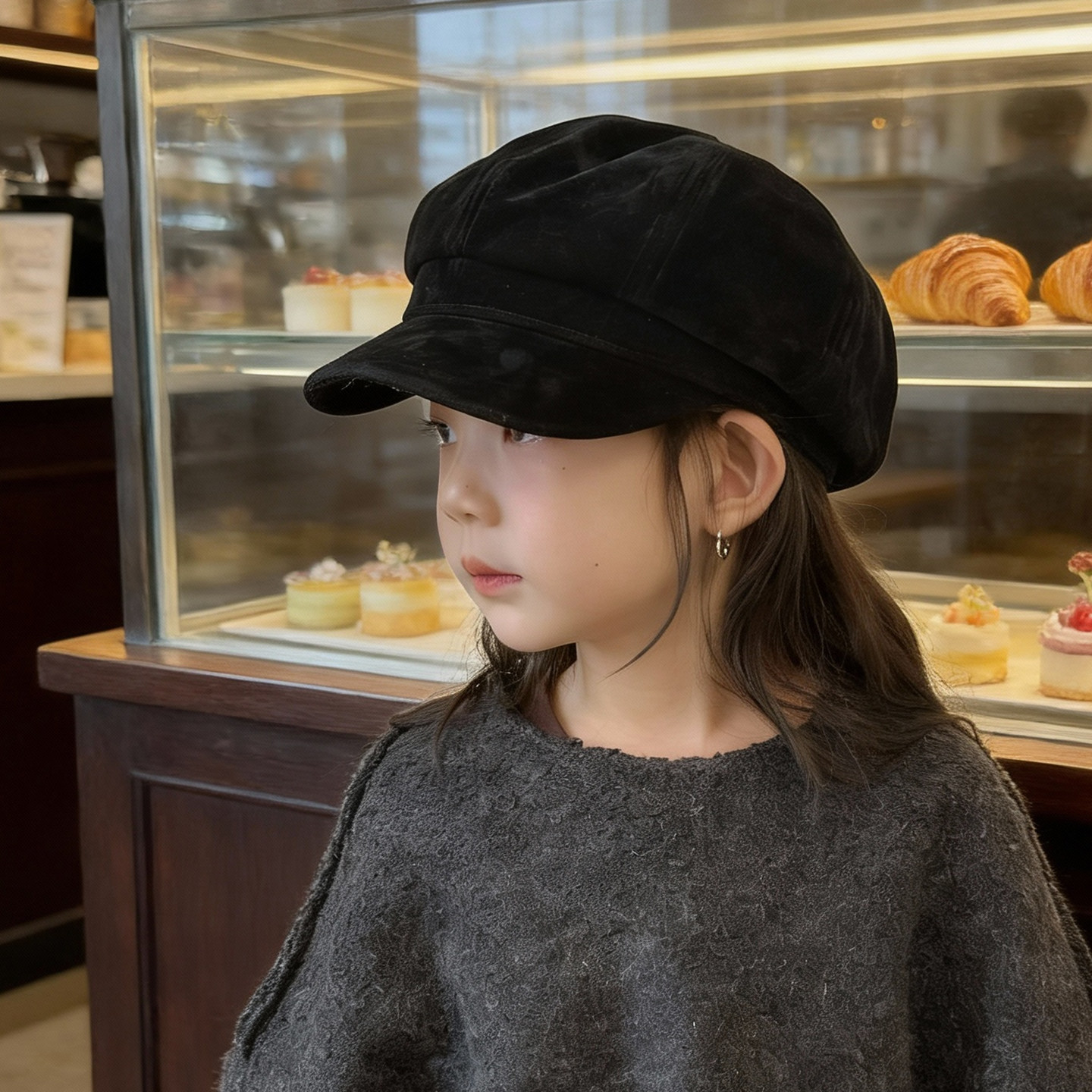 女童帽子秋冬季贝雷帽八角帽洋气