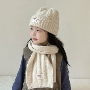 儿童帽子围巾套装冬季保暖护耳防风毛线帽女孩女童针织帽洋气冬天