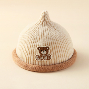 宝宝帽子秋冬季针织帽可爱超萌盆帽一岁男宝奶嘴帽儿童毛线帽洋气