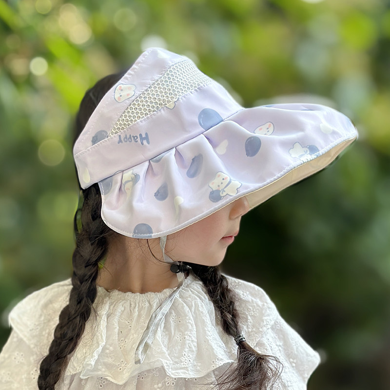 儿童防晒帽子夏季女孩户外遮阳帽大帽檐女童防紫外线太阳帽薄款