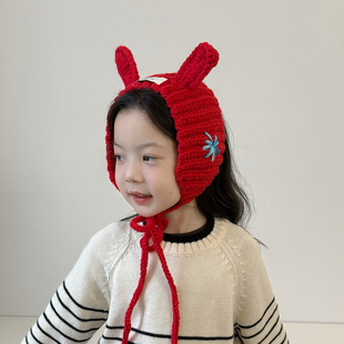 女童针织发带2025新款儿童护耳帽洋气可爱超萌女孩耳罩拍照凹造型