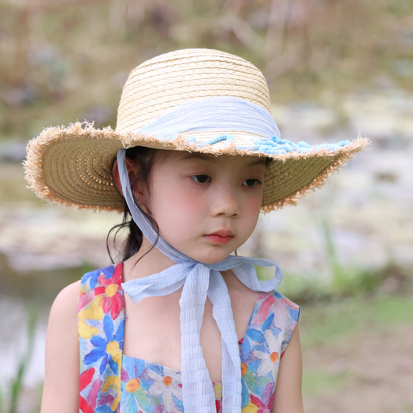 儿童防晒帽女孩草帽夏季大帽檐